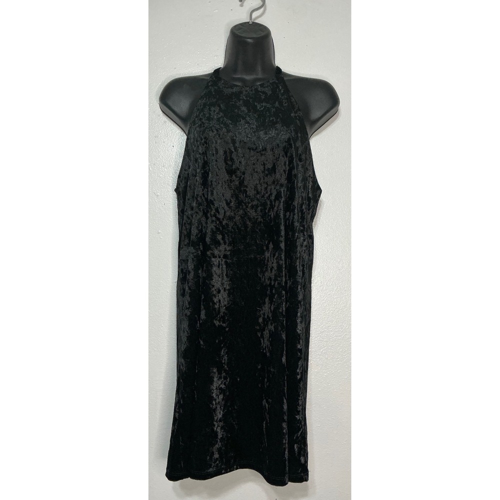 Final Touch Crushed Velvet Mini Dress M‎ Black Grunge WhimsyGoth Party Holiday